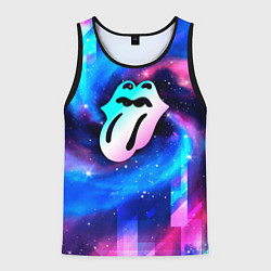 Майка-безрукавка мужская Rolling Stones неоновый космос, цвет: 3D-черный