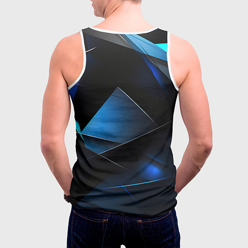 Мужская майка без рукавов Blue black texture / 3D-Белый – фото 4