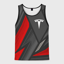 Майка-безрукавка мужская Tesla sports racing, цвет: 3D-черный