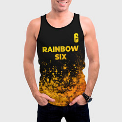 Майка-безрукавка мужская Rainbow Six - gold gradient: символ сверху, цвет: 3D-черный — фото 2