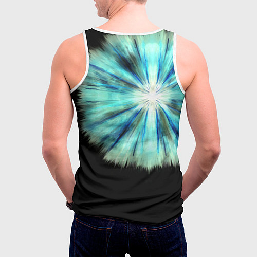 Мужская майка без рукавов Тай-дай бирюзовый круг / 3D-Белый – фото 4