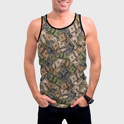 Майка-безрукавка мужская Камуфляж с банкнотой в 100 долларов, цвет: 3D-черный — фото 2