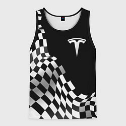 Майка-безрукавка мужская Tesla racing flag, цвет: 3D-черный