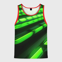 Майка-безрукавка мужская Green neon abstract, цвет: 3D-красный