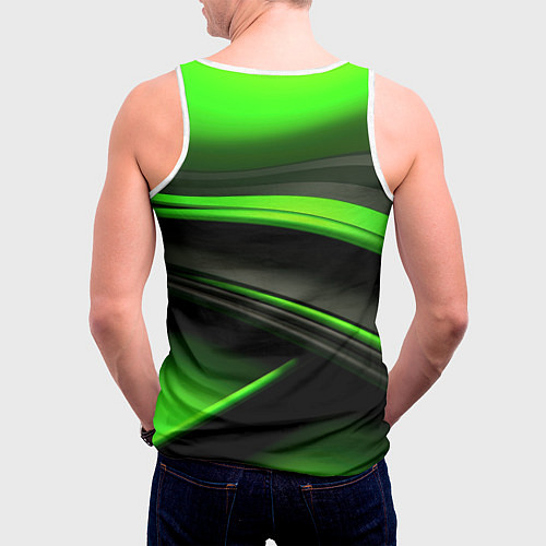 Мужская майка без рукавов Black green textureпоп / 3D-Белый – фото 4