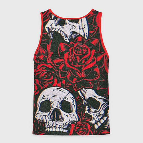Мужская майка без рукавов Красные розы и черепа / 3D-Красный – фото 2