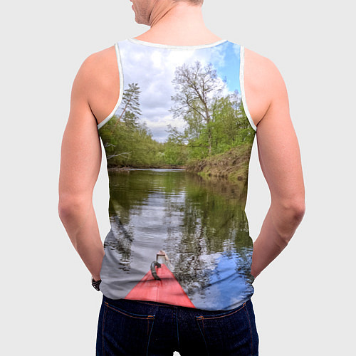 Мужская майка без рукавов Красная байдарка / 3D-Белый – фото 4
