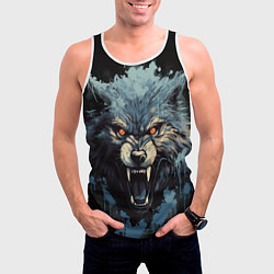 Майка-безрукавка мужская Blue black wolf, цвет: 3D-белый — фото 2