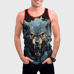 Майка-безрукавка мужская Blue black wolf, цвет: 3D-красный — фото 2
