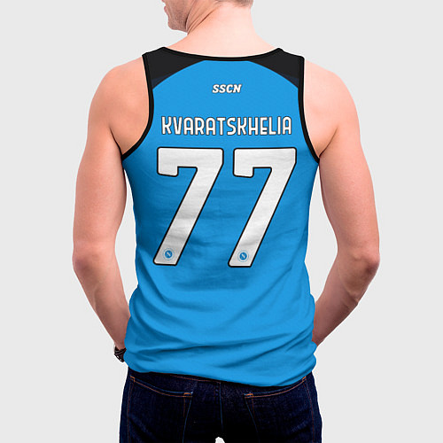 Мужская майка без рукавов Хвича Кварацхелия ФК Наполи 77 / 3D-Черный – фото 4