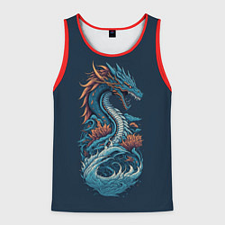 Майка-безрукавка мужская Синий дракон от нейросети, цвет: 3D-красный