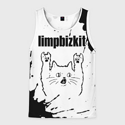 Майка-безрукавка мужская Limp Bizkit рок кот на светлом фоне, цвет: 3D-белый