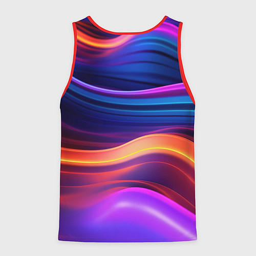 Мужская майка без рукавов Волнистые неоновые линии / 3D-Красный – фото 2