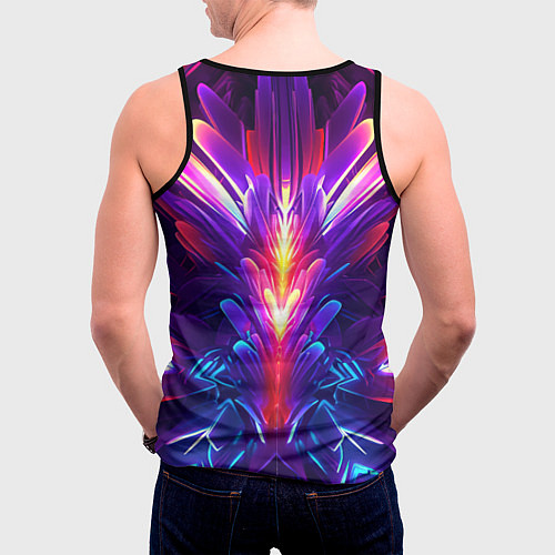 Мужская майка без рукавов Неоновые объекты абстракция / 3D-Черный – фото 4