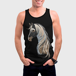 Майка-безрукавка мужская Вышивка Лошадь, цвет: 3D-черный — фото 2