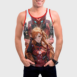 Майка-безрукавка мужская Аска Ленгли и робот, цвет: 3D-красный — фото 2