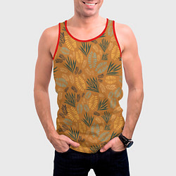 Майка-безрукавка мужская Мексиканские оранжевые папаротники, цвет: 3D-красный — фото 2