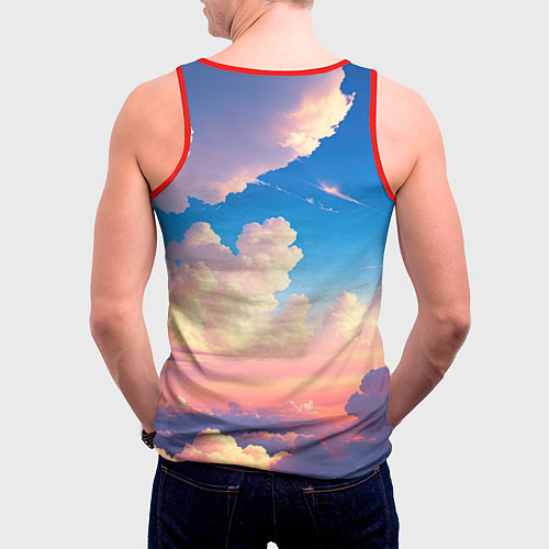 Мужская майка без рукавов Небо и облака / 3D-Красный – фото 4