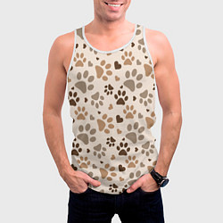 Майка-безрукавка мужская Следы питомцев, цвет: 3D-белый — фото 2