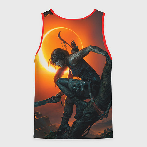 Мужская майка без рукавов Тень Лары Крофт / 3D-Красный – фото 2
