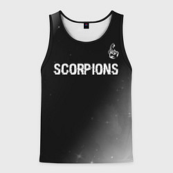 Майка-безрукавка мужская Scorpions glitch на темном фоне: символ сверху, цвет: 3D-черный