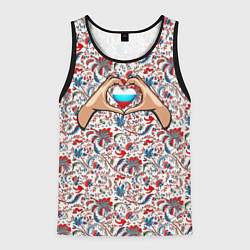 Майка-безрукавка мужская Люблю Россию, цвет: 3D-черный