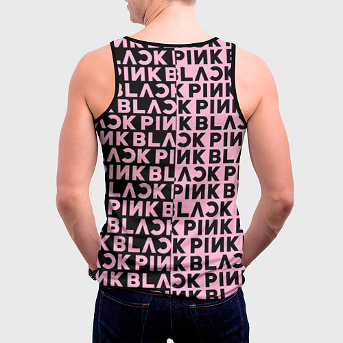 Мужская майка без рукавов Blackpink - pink text / 3D-Черный – фото 4