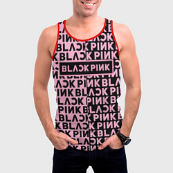 Майка-безрукавка мужская Blackpink - pink text, цвет: 3D-красный — фото 2
