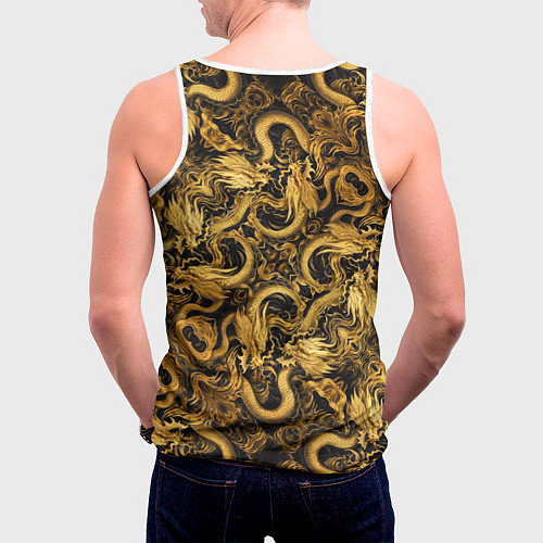 Мужская майка без рукавов Золотые китайские драконы / 3D-Белый – фото 4
