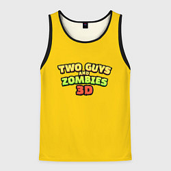 Майка-безрукавка мужская Two Guys & Zombies 3D - Лого на желтом, цвет: 3D-черный
