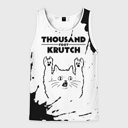 Майка-безрукавка мужская Thousand Foot Krutch рок кот на светлом фоне, цвет: 3D-белый