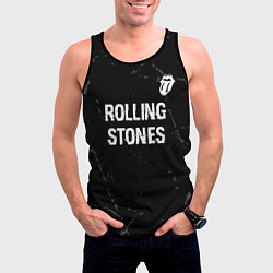 Майка-безрукавка мужская Rolling Stones glitch на темном фоне: символ сверх, цвет: 3D-черный — фото 2
