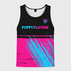 Майка-безрукавка мужская Poppy Playtime - neon gradient: символ сверху, цвет: 3D-черный