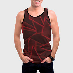 Майка-безрукавка мужская Красные треугольники, неон, цвет: 3D-черный — фото 2