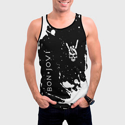 Майка-безрукавка мужская Bon Jovi и рок символ на темном фоне, цвет: 3D-черный — фото 2