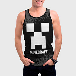 Майка-безрукавка мужская Minecraft glitch на темном фоне, цвет: 3D-черный — фото 2