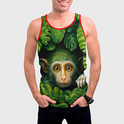 Майка-безрукавка мужская Маленькая обезьянка в листьях, цвет: 3D-красный — фото 2
