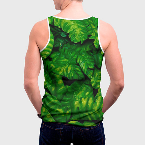Мужская майка без рукавов Маленькая обезьянка в листьях / 3D-Белый – фото 4