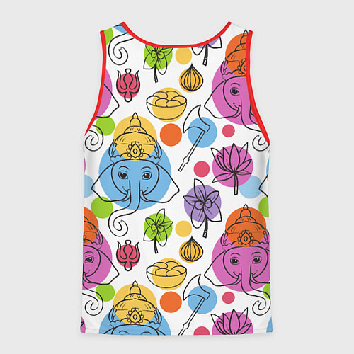 Мужская майка без рукавов Индийские слоники / 3D-Красный – фото 2