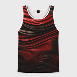 Майка-безрукавка мужская Кожаная красная и черная текстура, цвет: 3D-белый