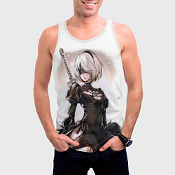 Майка-безрукавка мужская Nier: Automata - 2B TechnoBlade, цвет: 3D-белый — фото 2