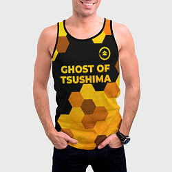 Майка-безрукавка мужская Ghost of Tsushima - gold gradient: символ сверху, цвет: 3D-черный — фото 2