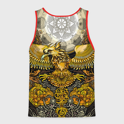 Мужская майка без рукавов Золотой орёл - славянский орнамент / 3D-Красный – фото 2
