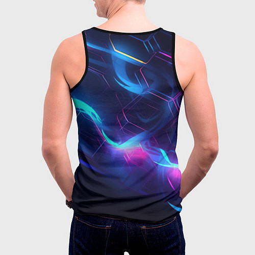 Мужская майка без рукавов Cyberpunk phantom logo neon / 3D-Черный – фото 4
