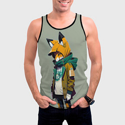 Майка-безрукавка мужская Молодая лисичка - городской стиль, цвет: 3D-черный — фото 2