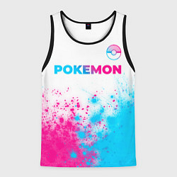 Майка-безрукавка мужская Pokemon neon gradient style: символ сверху, цвет: 3D-черный