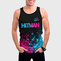 Майка-безрукавка мужская Hitman - neon gradient: символ сверху, цвет: 3D-черный — фото 2