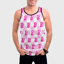 Майка-безрукавка мужская Розовая шашка и Барби, цвет: 3D-черный — фото 2