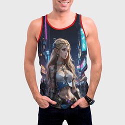 Майка-безрукавка мужская Принцесса Зельда в киберпанке, цвет: 3D-красный — фото 2