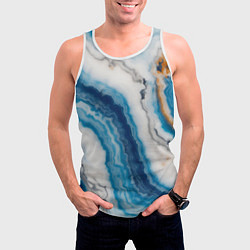 Майка-безрукавка мужская Узор волна голубой океанический агат, цвет: 3D-белый — фото 2